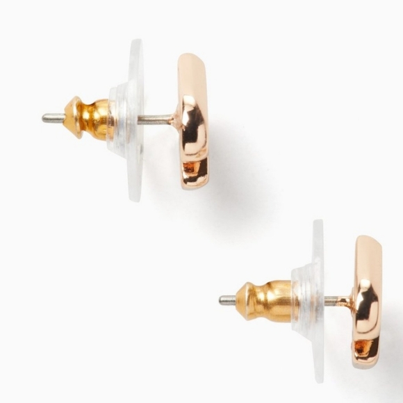 Kate Spade Gold Pink Purple Glitter Enamel Logo Stud Earrings - Picture 6 of 8